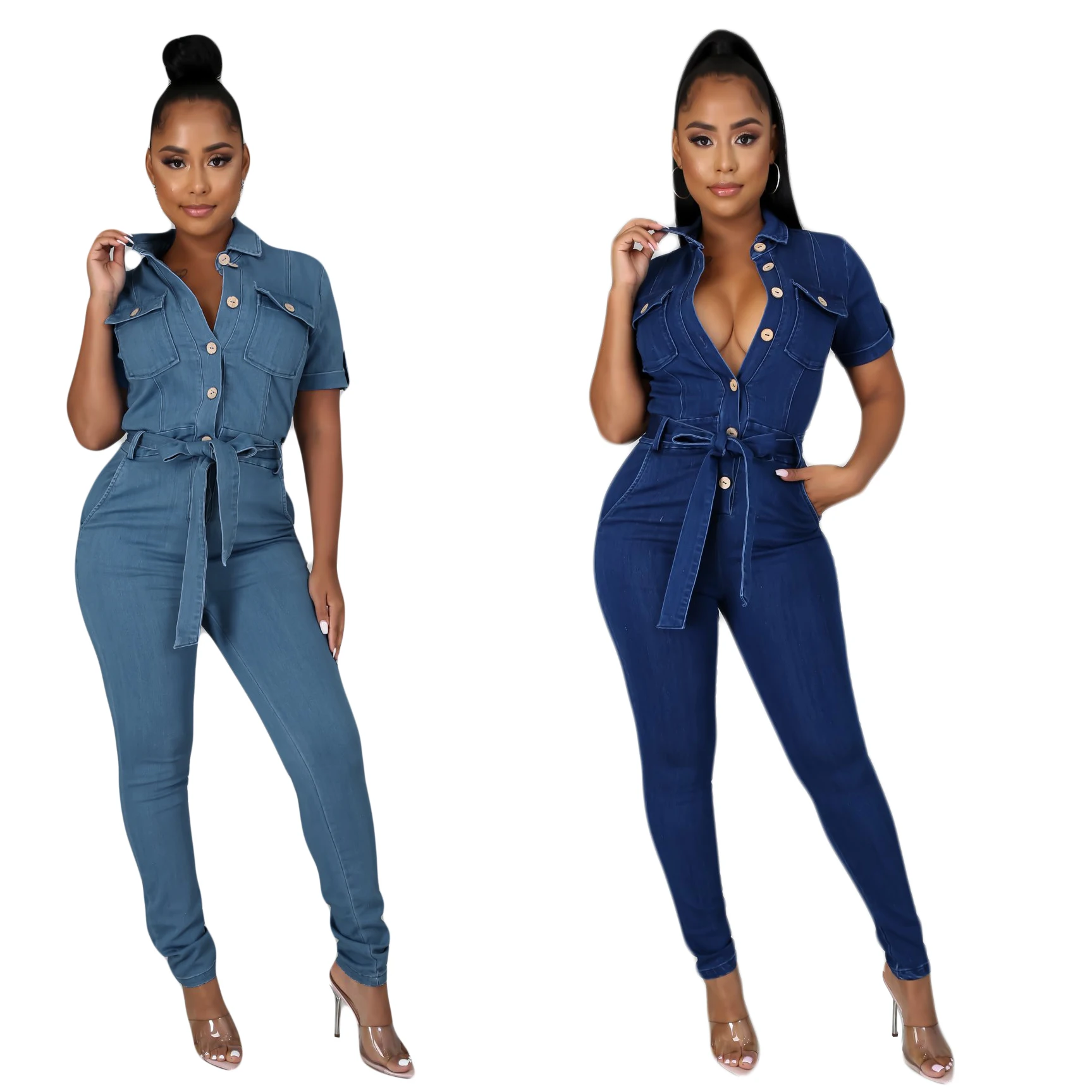 

JLX3510 European and American source of goods autumn and winter new eBay women's short sleeve lace up casual cowboy conjoined pa