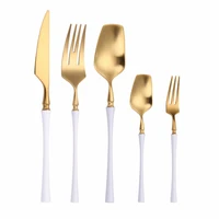 home matte tableware set white gold stainless steel cutlery set silverware kitchen spoon knife fork dinnerware set eco friendly