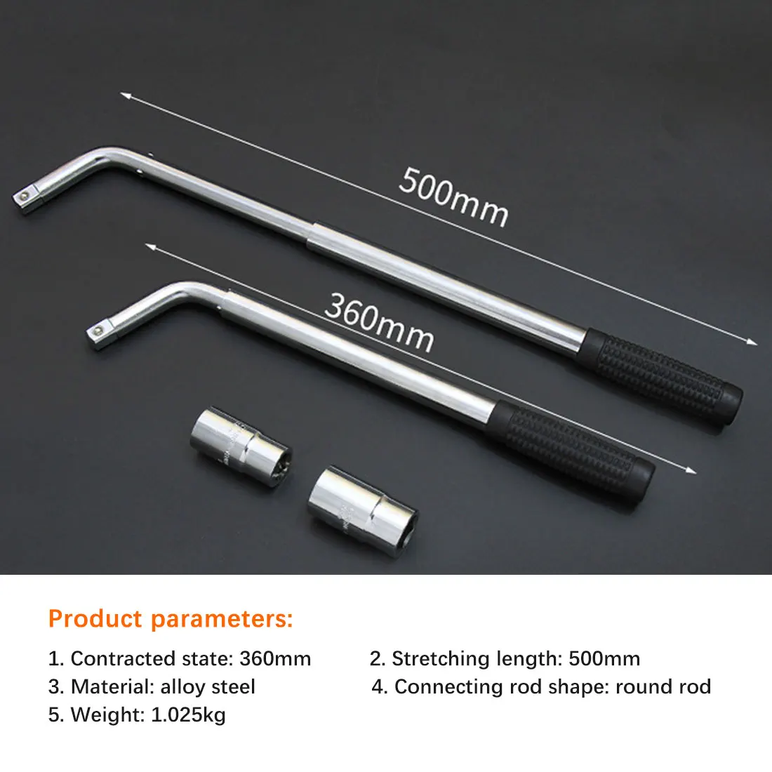 

Telescoping Lug Wrench 17/19Mm, 21/23Mm Car Repair Tools Carbon Steel With Sockets Wrench Sleeve Removal And Tire Replacement