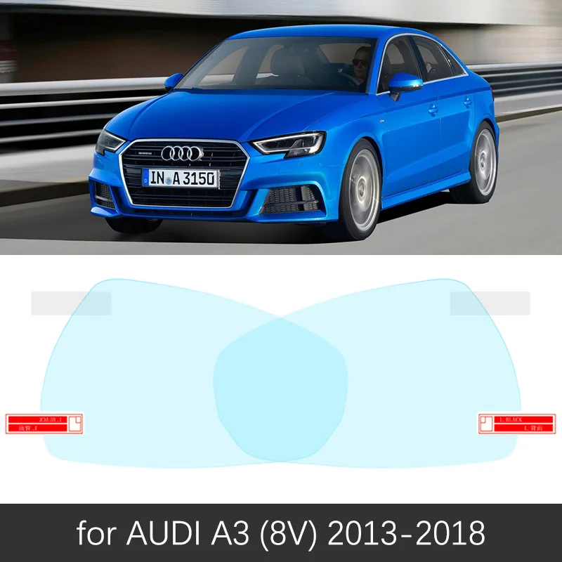 Audi A3 8V 13-19 Полное покрытие Защитная противотуманная пленка для Audi A3 8P 8V S-Line S3 2003~ Автомобильное зеркало заднего вида непромокаемые аксессуары - Название цвета: Audi A3 8V 13-19