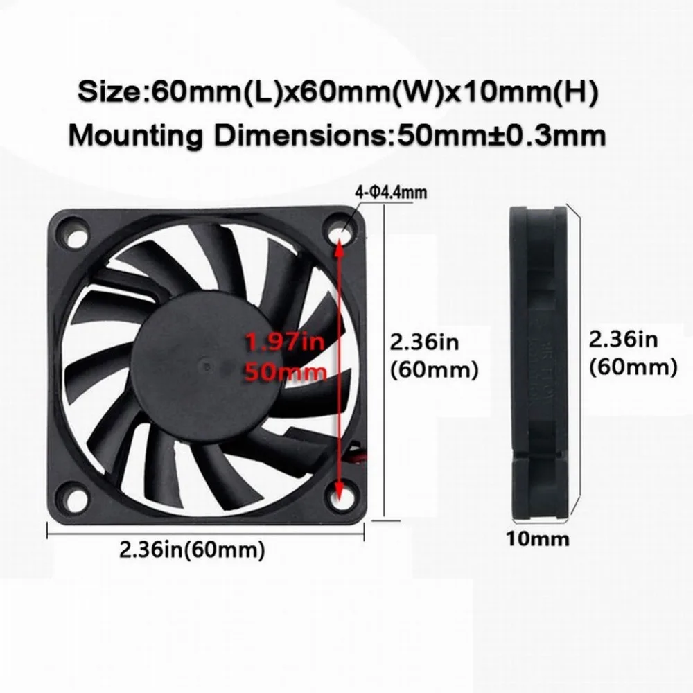 2 шт. Gdstime 2Pin DC 5 в 12 В 24 в 24 вольт 6 см 60x60x10 мм 60 мм двойной шариковый подшипник Бесщеточный вентилятор охлаждения 60 мм x 10 мм кулер
