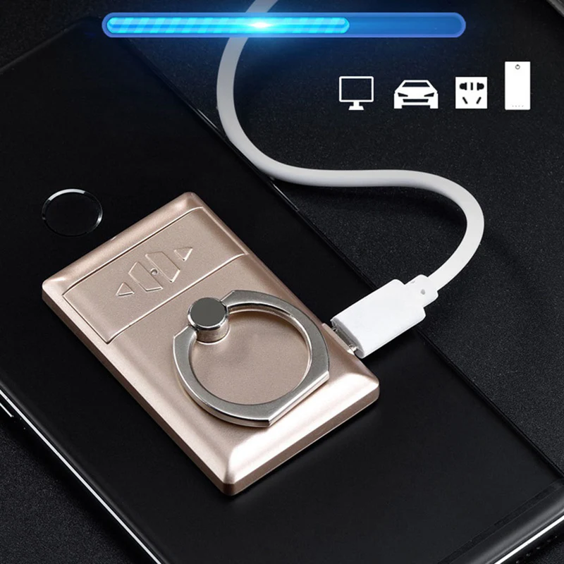 Портативная ветрозащитная зажигалка с кольцом-держателем и USB-зарядкой 1 шт. |