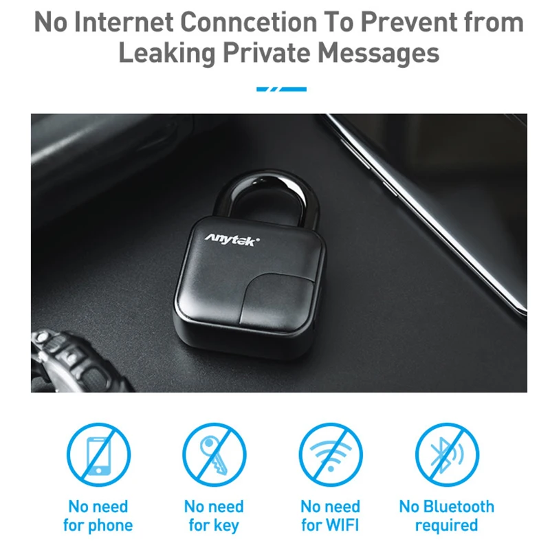 Распознавание отпечатков пальцев Встроенный чип IP65 Водонепроницаемый 300 мАч 2500