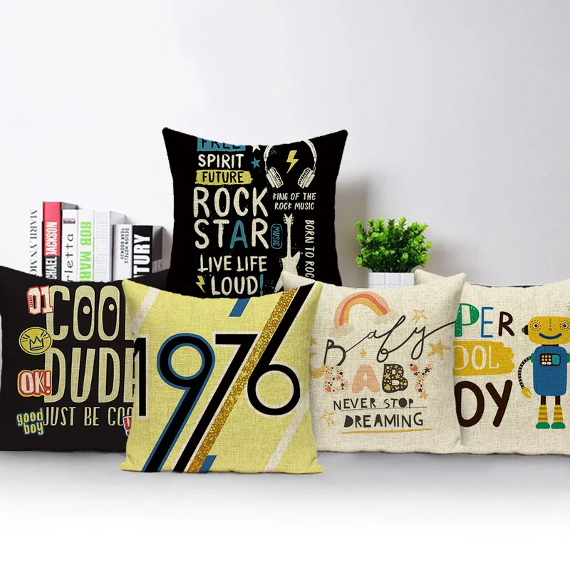 

Letter Pillowcase, Square Linen Soft Pillowcase, Bedroom Pillowcase, Family Hotel Car Decorative Pillowcase, Size 45cmx45cm ..