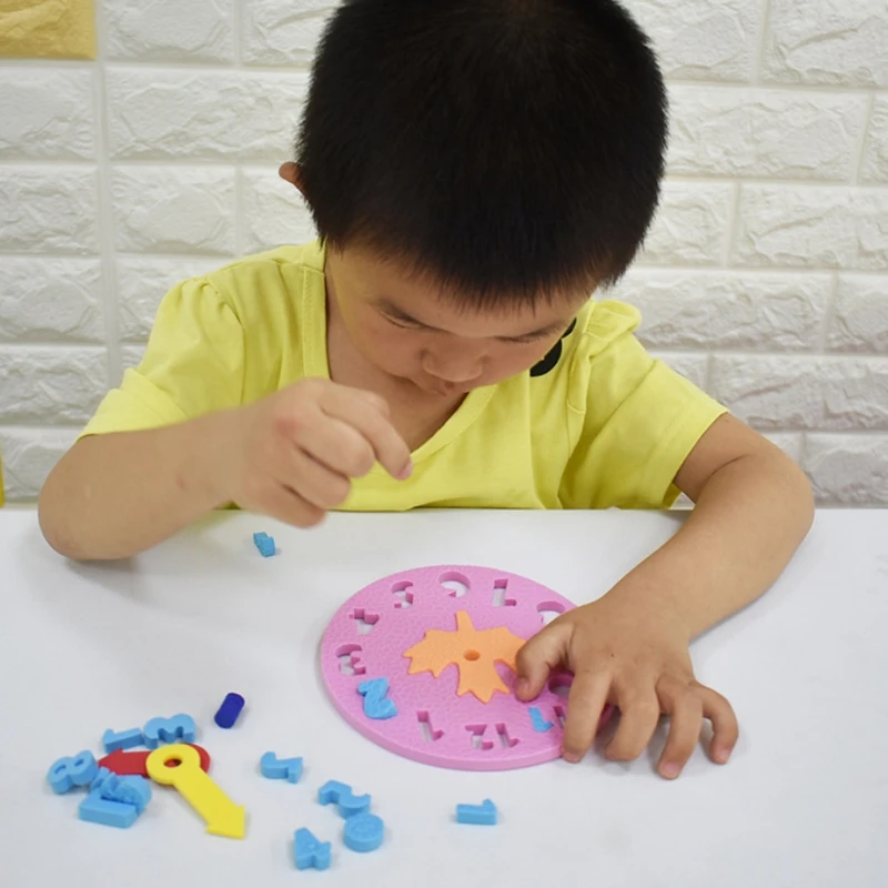 

1Pc Interactive Montessori Clock Board Stimulation EVA DIY Clock Early Learning Gift for Kids Teaching Clock Puzzle 03KD