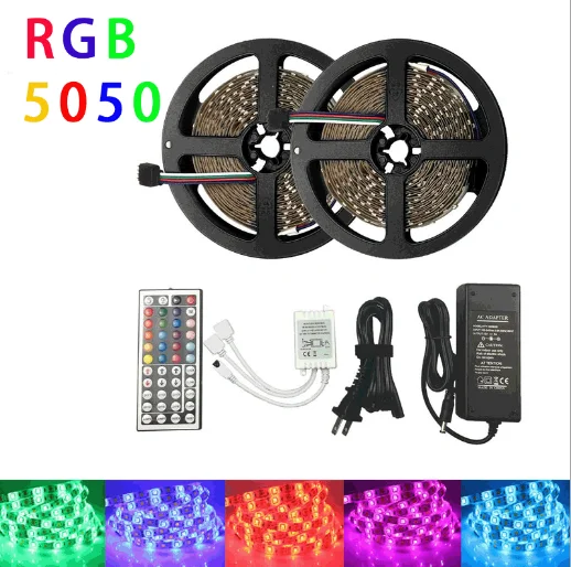 

led light strip 5050rgb light strip 5 meters 10 meters Glucan waterproof 44 key controller light strip set
