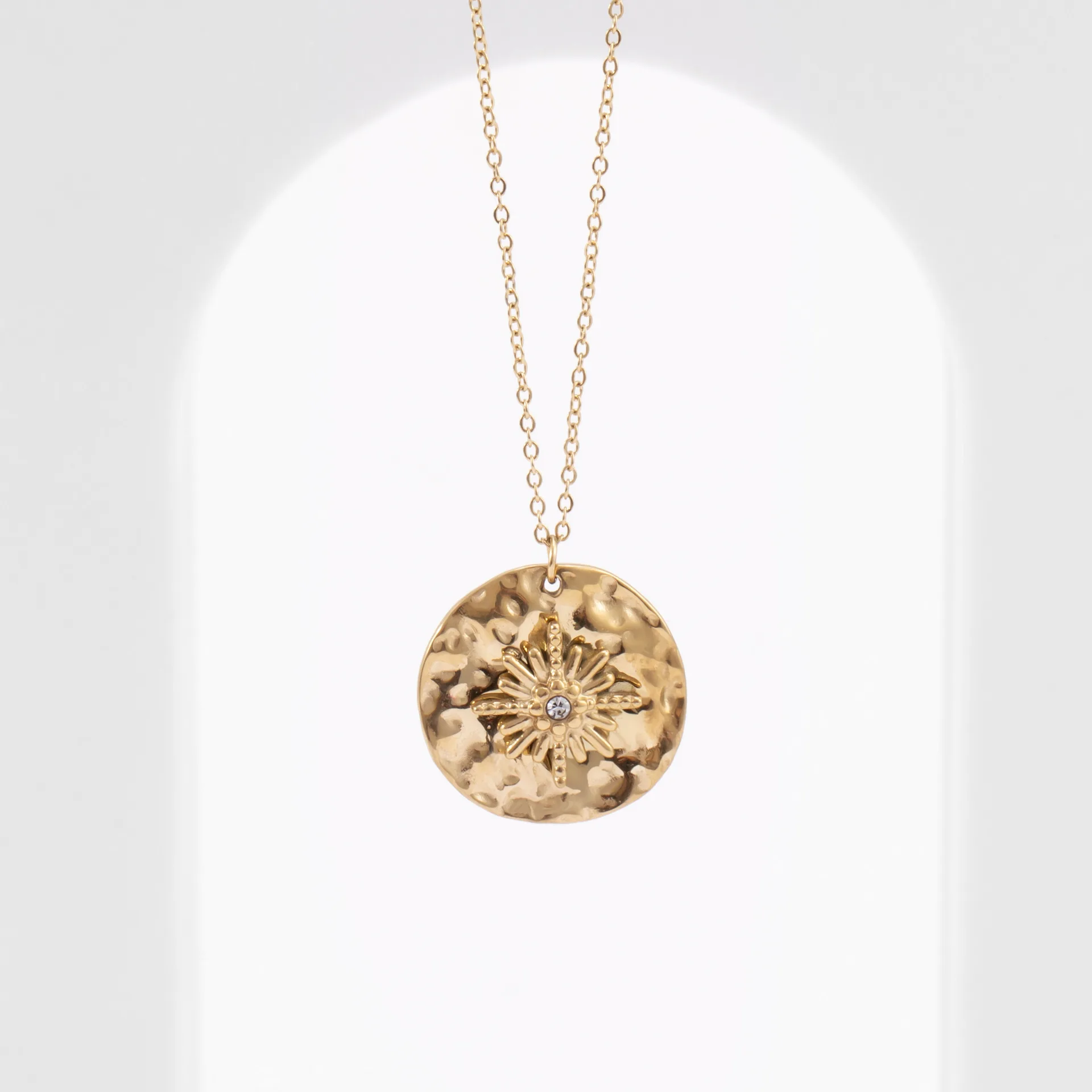 Ожерелье с подвеской в виде монеты в стиле европейского винтажа для женщин "Фантастическая звезда из нержавеющей стали холодного цвета" для YC-15.