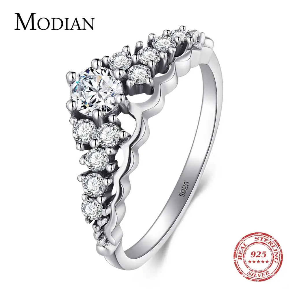 Modian Новинка 925 пробы Серебряная корона кольца модные классические штабелируемые кольца винтажные для женщин сверкающий стиль инстаграм