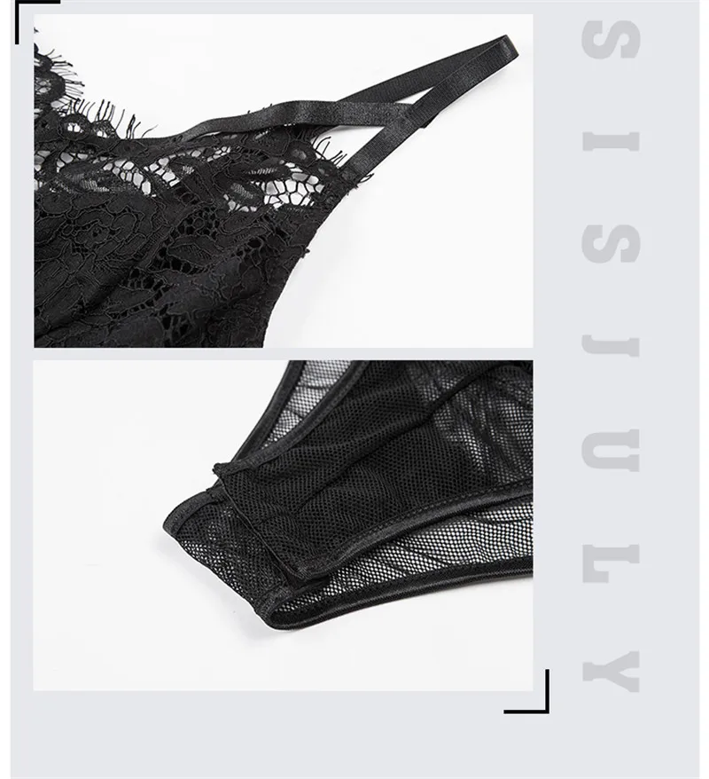 

New Summer Bodysuit Women Black Sexy Lace Perspective Slim Fit Wild Was Thin V-neck Small Strap Bodysuits ropa mujer D05703Y