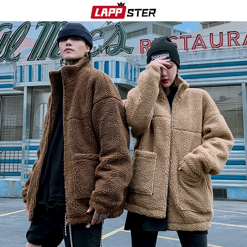 LAPPSTER Мужская Зимняя шерстяная куртка уличная Толстая ветровка пальто пара корейский стиль Харадзюку хип хоп негабаритных шерстяных пальто