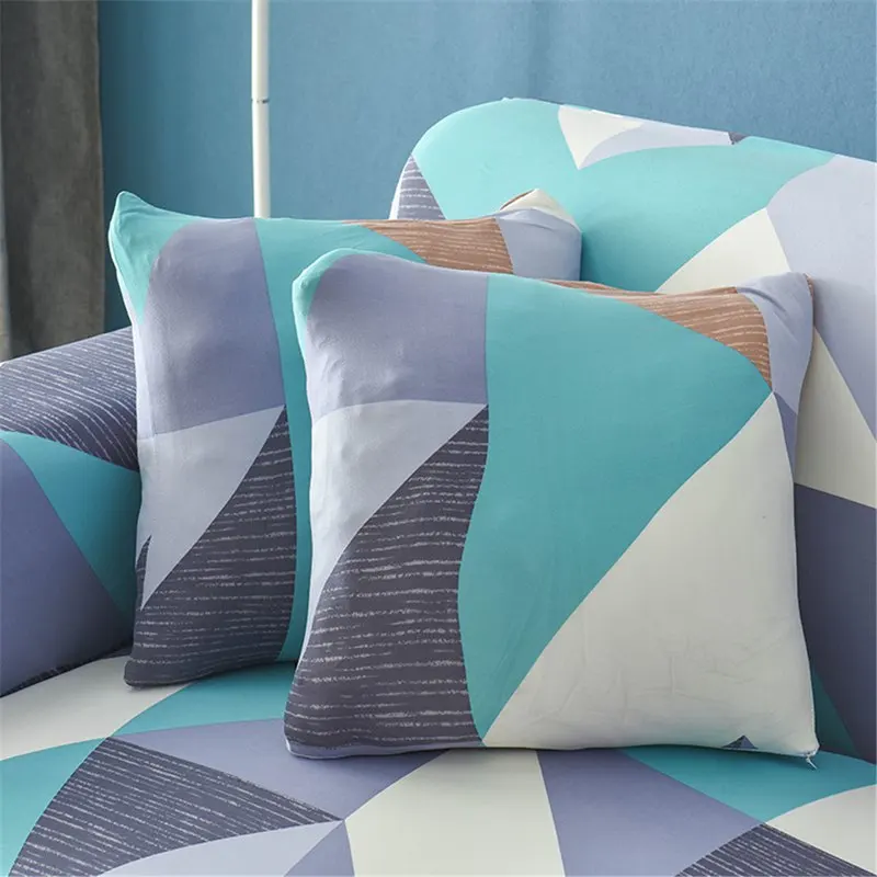 Blue Geometric Эластичная наволочка для подушки 45x45 см, наволочки для подушек, украшение для дома автомобиля, декоративные наволочки для дивана, кровати, 1 упаковка - Цвет: Blue Geometric