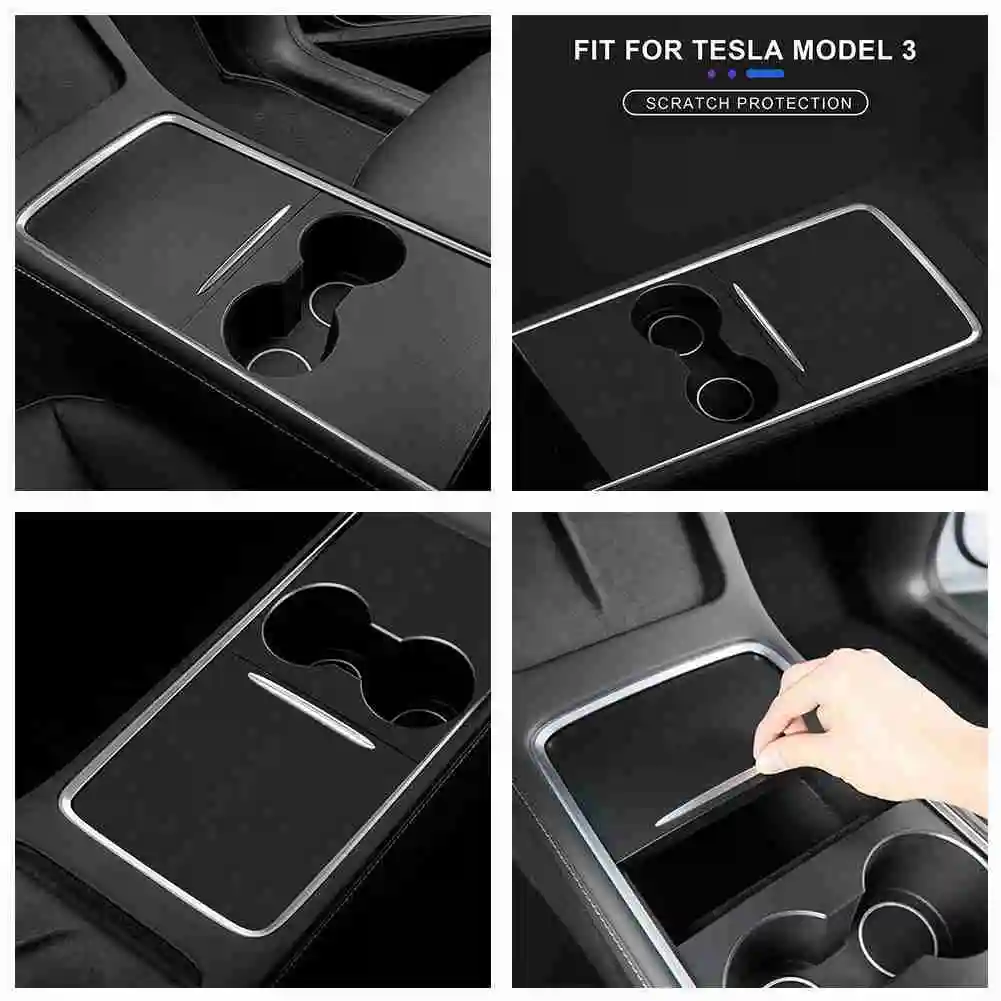 

Fashion New Car Center Console Console Sticker Wrap for Tesla Model 3 Y Protective Black Color