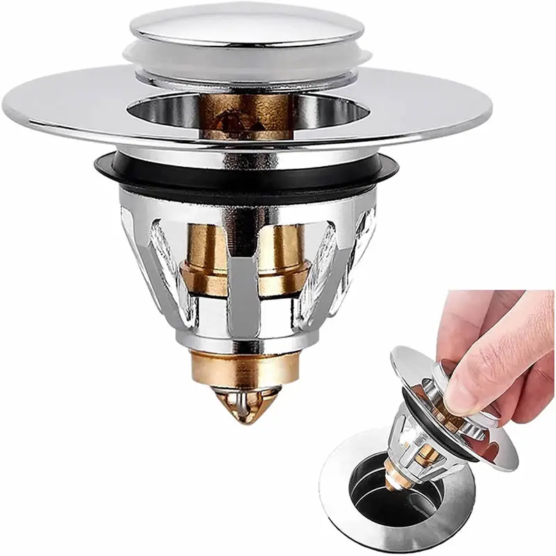 Promotion Universal Copper Pop-Up Bounce Core Basin Drain Filter Hair Catcher Deodorant Bath Stopper Kitchen Bathroom Tool |