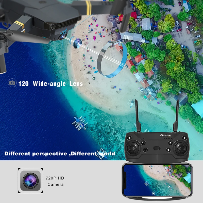 Дрон E58 Wifi Fpv широкоугольная камера Hd 1080P / 720P/4K режим удержания высоты складной
