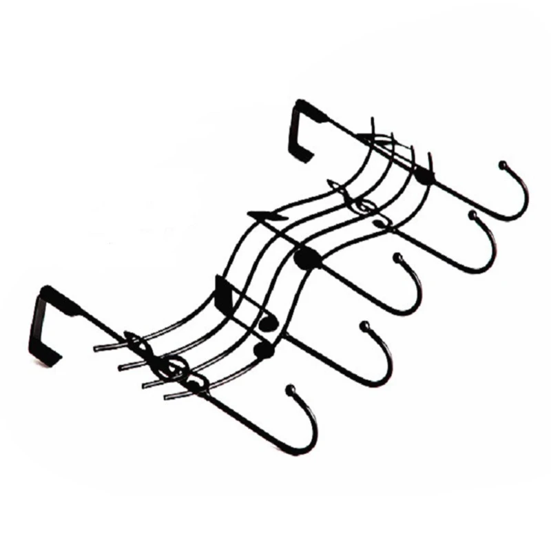 

1 Pc Wavy Musical Notes 5 Hooks Wall Mounted Coat Rack Clothes Door Hanger Elegant Finish Simple Design Decorative Household