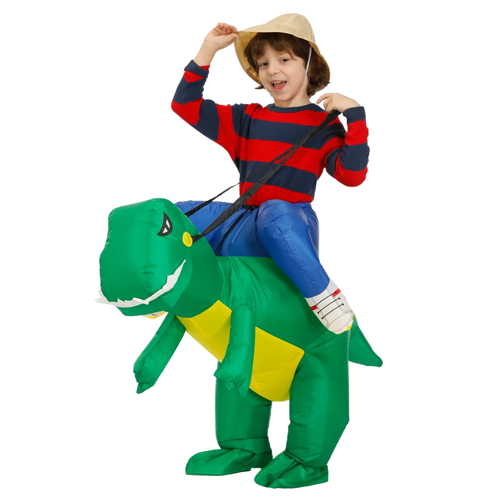 Для родителей и детей зеленый динозавр надувная одежда полубоди T-REX костюм для