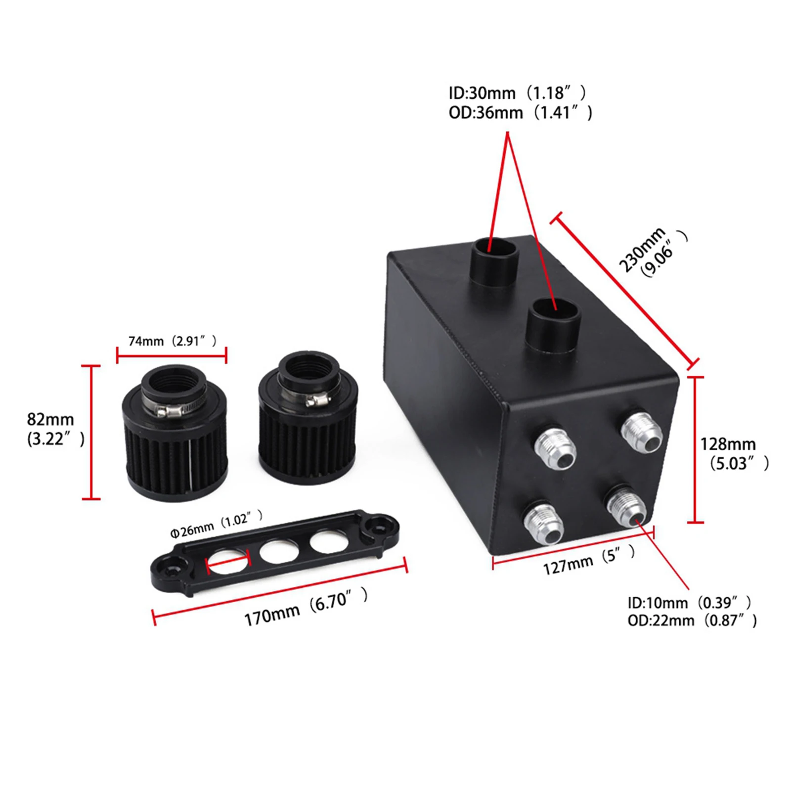 

4 Ports -10 AN Baffled Oil Catch Can Tank with Filter Kit For Honda Civic Acura Integra