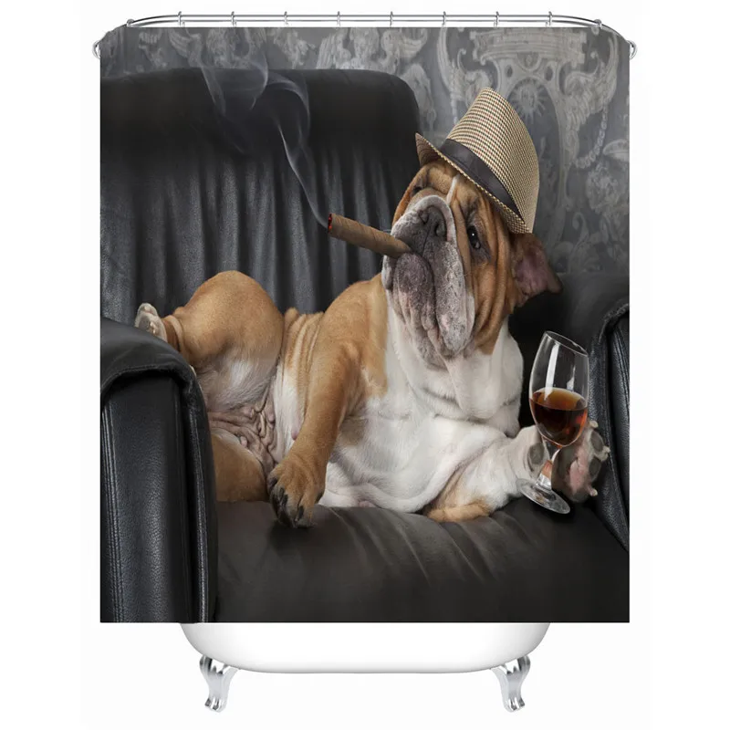 Занавески для душа в виде ленивой собаки с красным вином водонепроницаемые