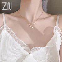zn 2021 sweet zircon moon star tassel necklaces for women choker collares necklace jewelry gifts