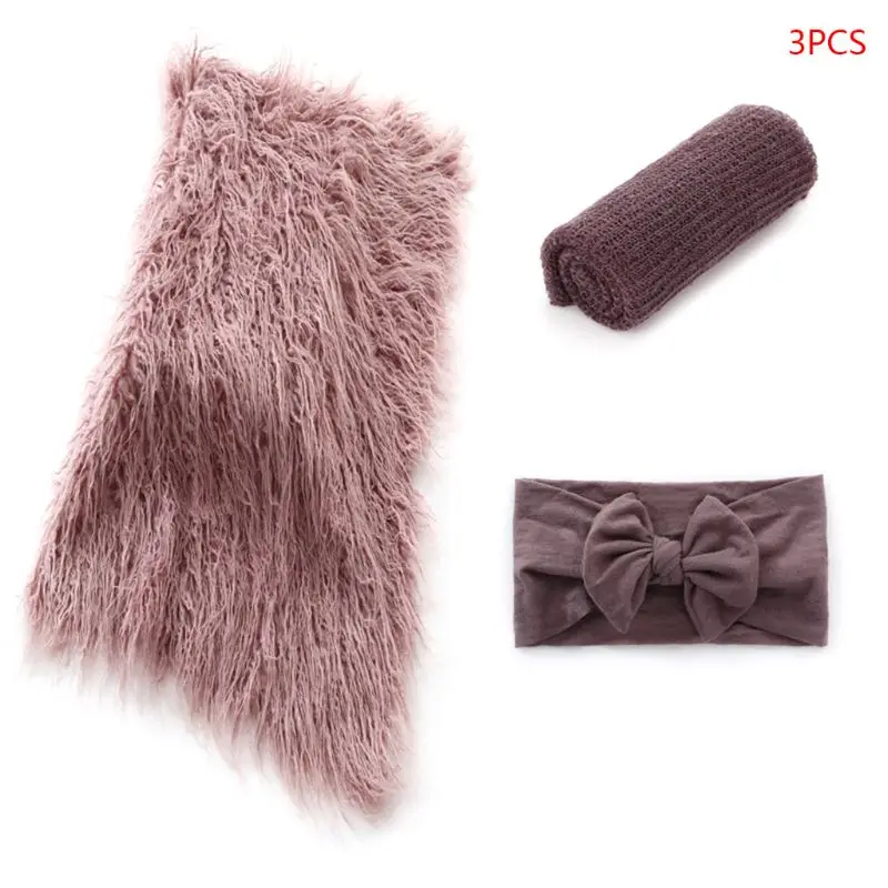

3 Pcs/set Children Blanket Kids Baby Wrap Headband Photography Props Newborn Photo Basket Padding Accessory