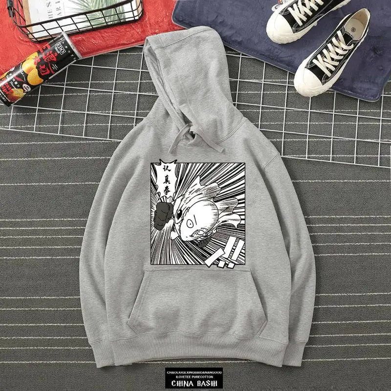 Толстовка с капюшоном и длинным рукавом для мужчин аниме Сайтама костюм косплея