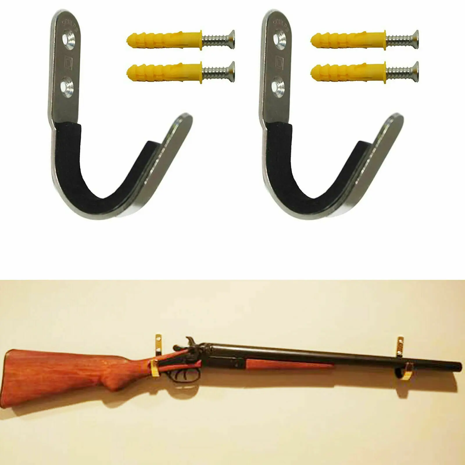 2pcs/lot Gun Rack Shotgun Hooks Rifle Hangers Archery Bow Felt Lined Wall Mount Storage | Other Tool Parts