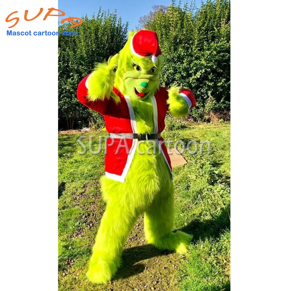 

Cosplay Christmas Apparel grinch mascot costume with long fur for Christmas decoration plush mascote mascotte