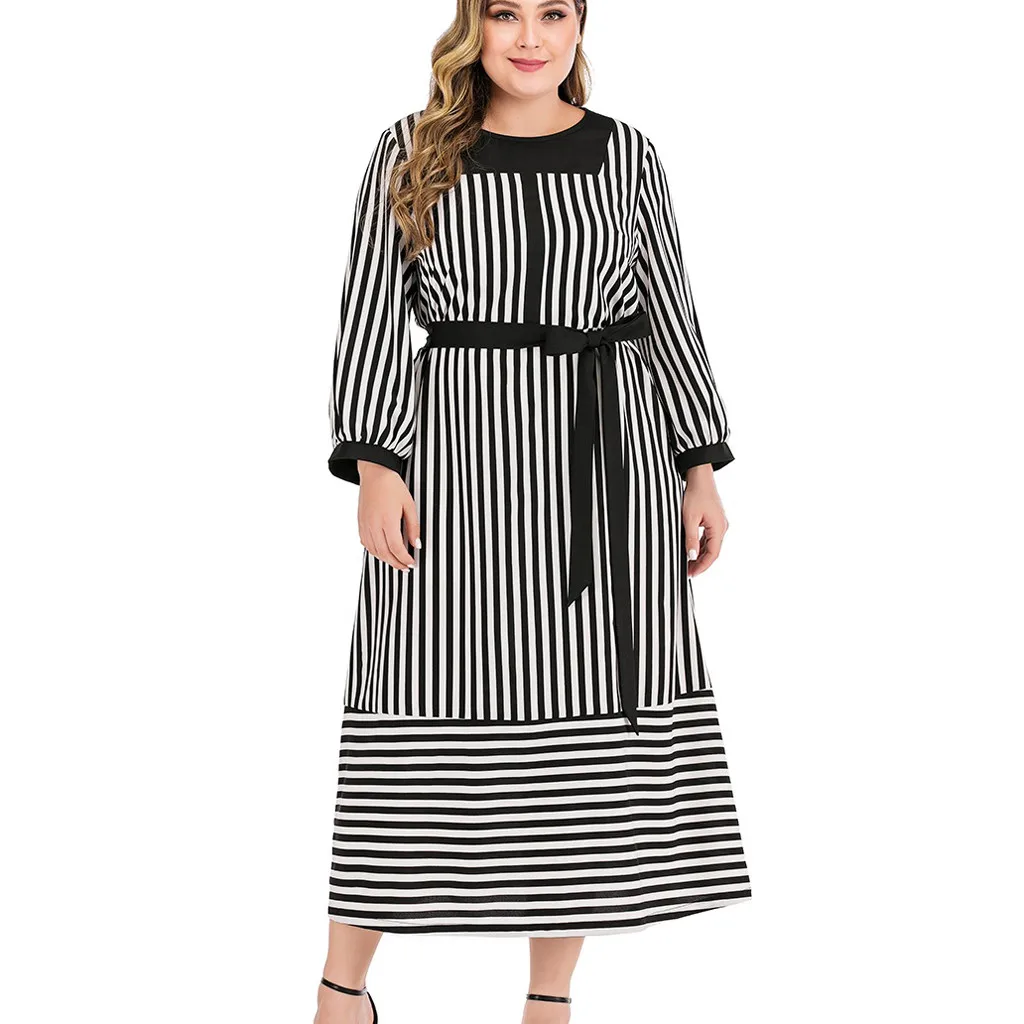 Осень 2019 женское платье размера плюс с длинным рукавом миди Бандажное большое в