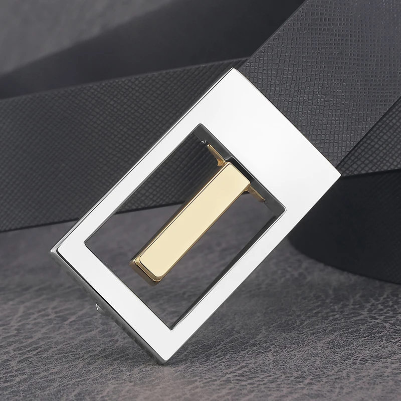High Quality White Belt 2.9 cm Wide Men's Belt Fashion Luxury Leather Sliding Buckle Casual Designer Belt Men's New Style