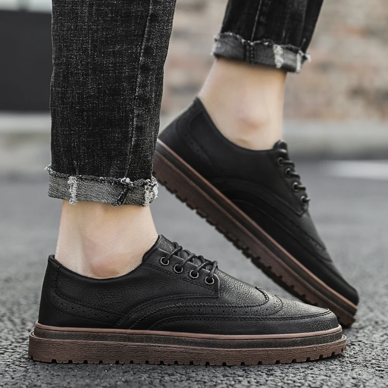 

classical brogue oxford for men italian designer elegant male dress footwear trend work office leather casual flats for man shoe