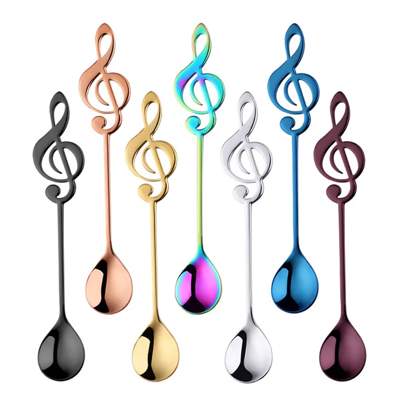 

304 Stainless Steel Musical Notes Coffee Spoon Stirring Cup Spoon Music Stick Ice Cream Gift Spoon Kitchen Tool Accessories