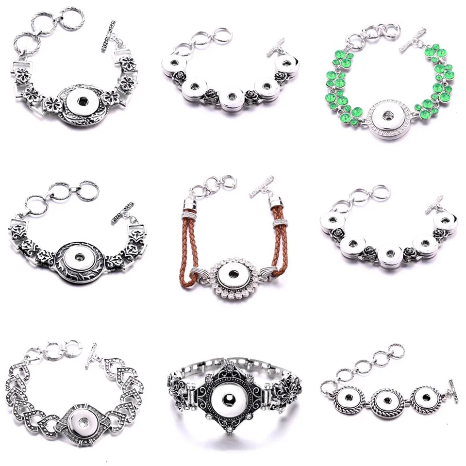 Новый 18 мм оснастки ювелирные изделия 30 стиль металлические кнопки браслет