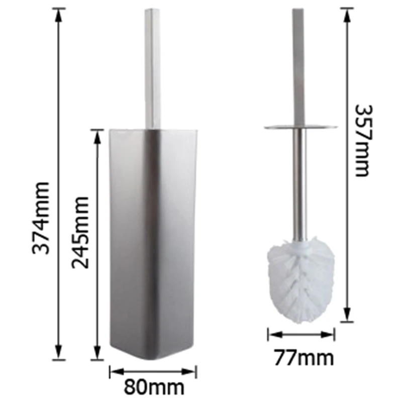 Полированная туалетная щетка и держатель из нержавеющей стали квадратная