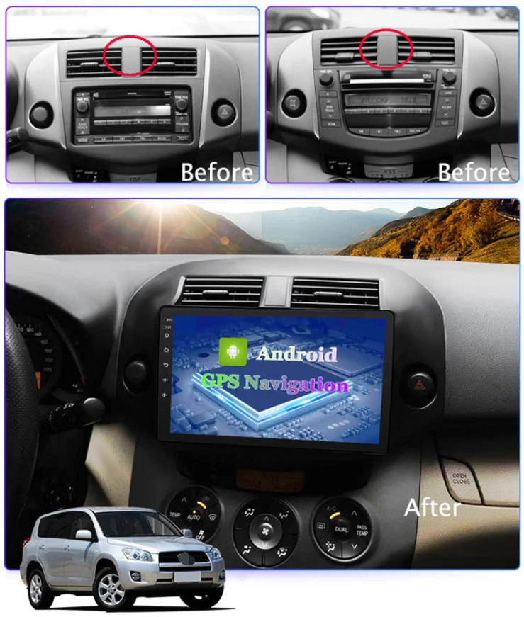 ChoGath четырехъядерный Android 9 0 автомобильный радиоприемник GPS-навигация для Toyota Rav4