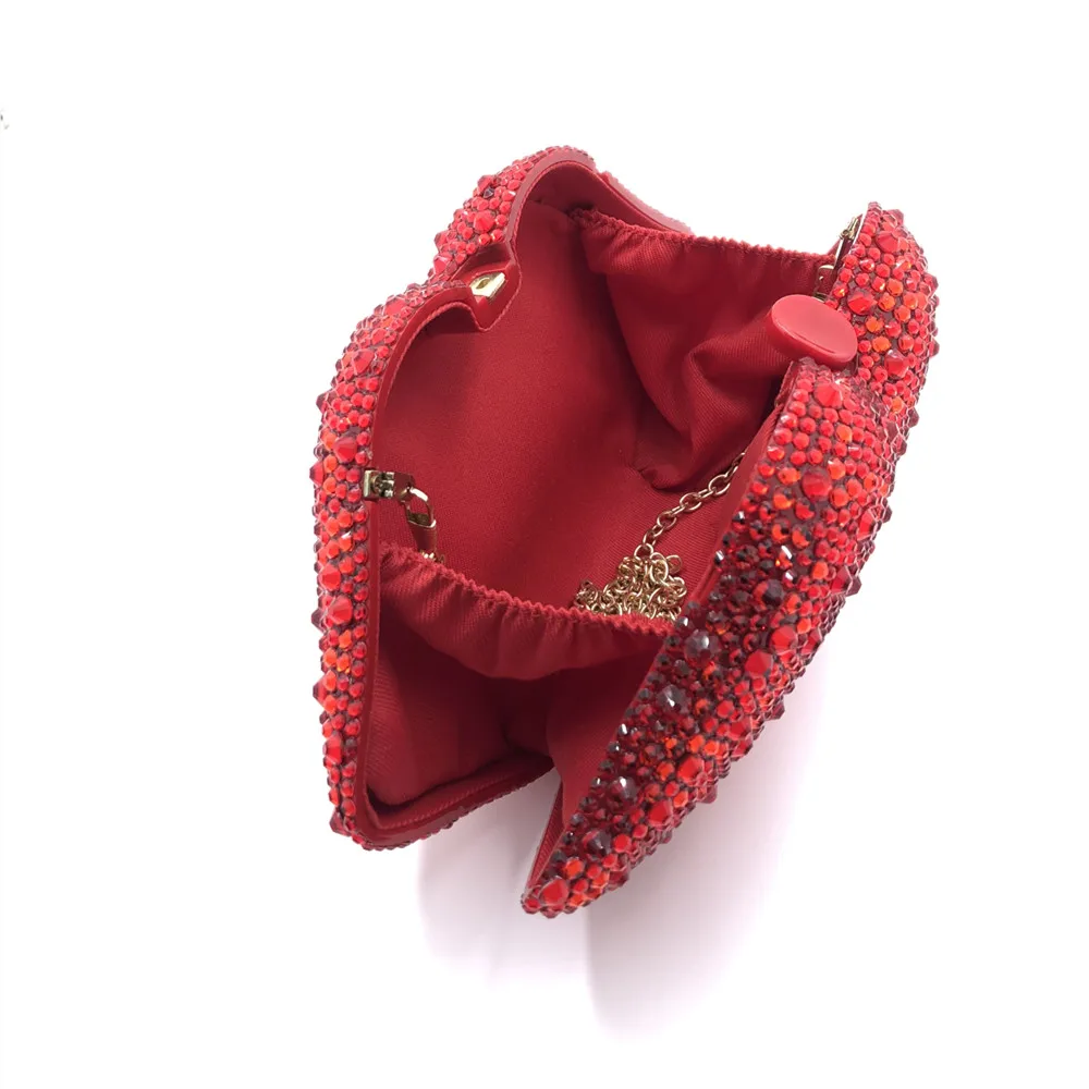 

Bee In Fly Luxury Red Lip Handmade Diamond Evening Bag Wedding Bride Clutch Zero Wallet Cocktail Evening Bag