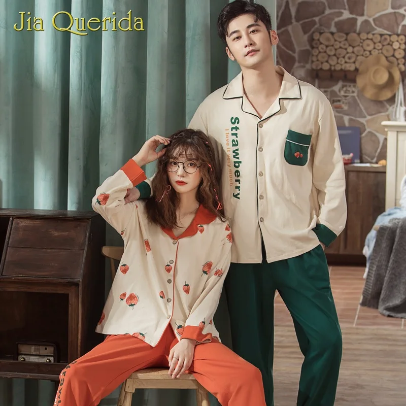 Парные пижамные комплекты Домашняя одежда с клубничным принтом оранжевый и