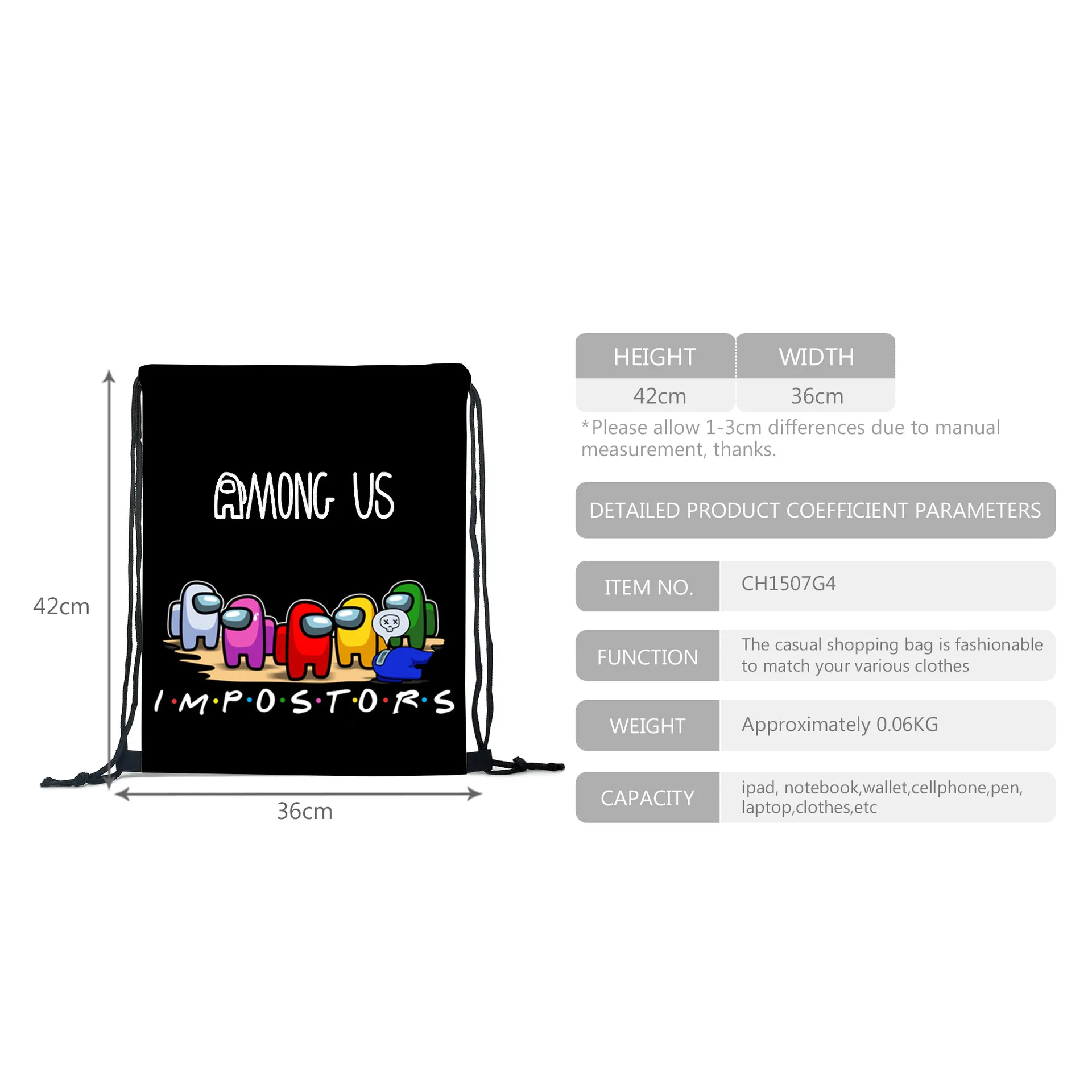 

New Game Among Us Figure Knapsack High-capacity Student Backpack Bressing Bag Children Anime Cartoon Package Christmas Gifts
