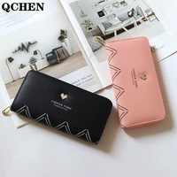 women wallet long luxury brand leather coin purses tri fold soft skin buckle clutch female money bag hand credit card holder 852