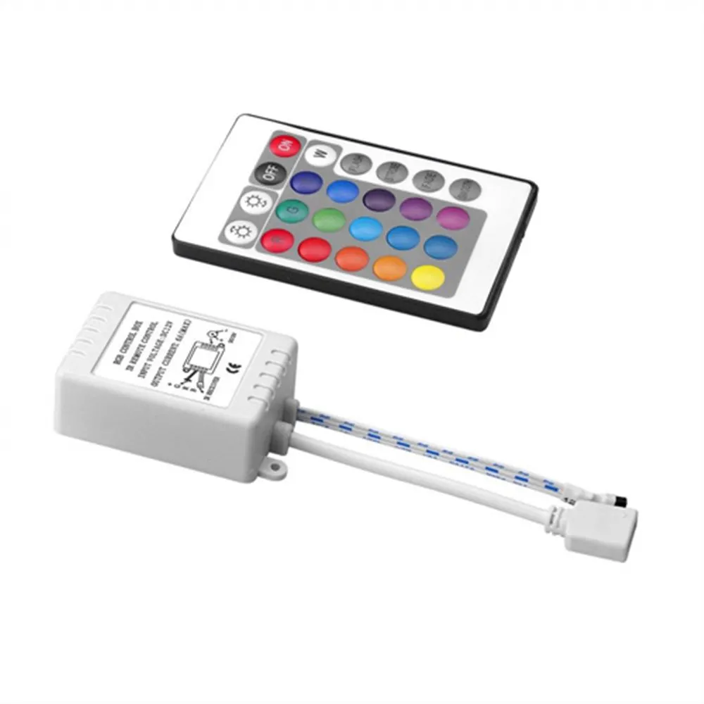 

5PCS 24 Keys Dual Connectors IR Remote RGB Controller Output DC12V 2 Ports Dimmer For 3528 5050 SMD RGB LED Strip light Control