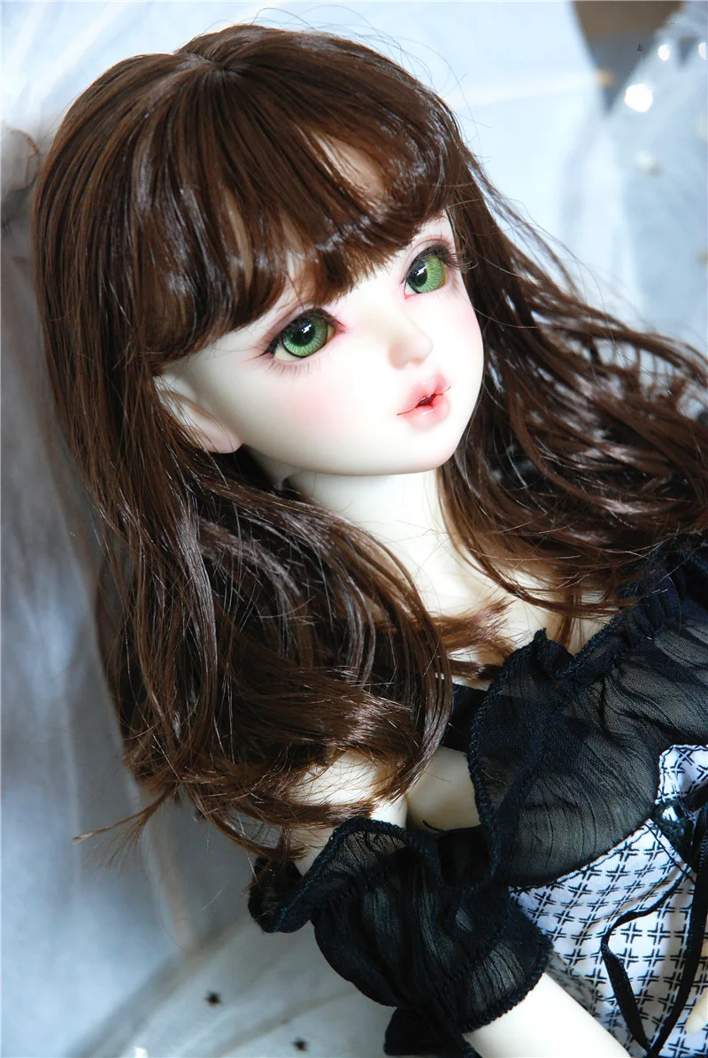 

Парик для куклы BJD подходит для 1-3 1-4 размеров дяди, ежедневное одевание, милая воздушная челка принцессы, молочные шелковые кудрявые волосы, аксессуары для кукол