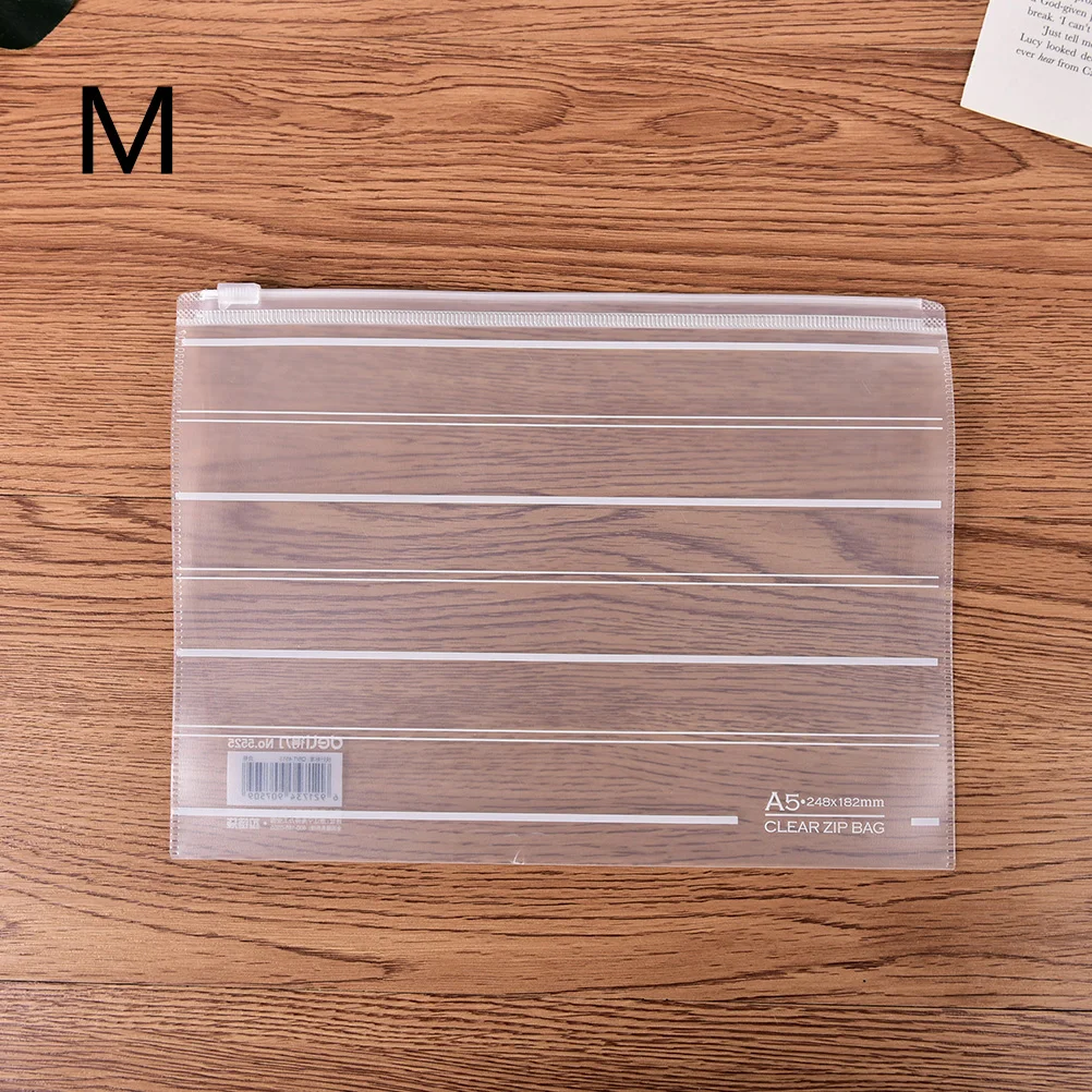 

1Pcs Transparent A4 File Bag Striped Zipper Document Bag File Folder Office Stationery Supplies