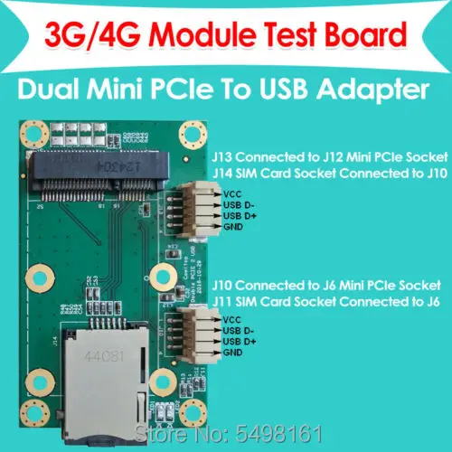 Промышленный мини адаптер PCIe для USB 4G LTE двойной разъем 2 0 4Pin PH2.0 с двумя слотами sim