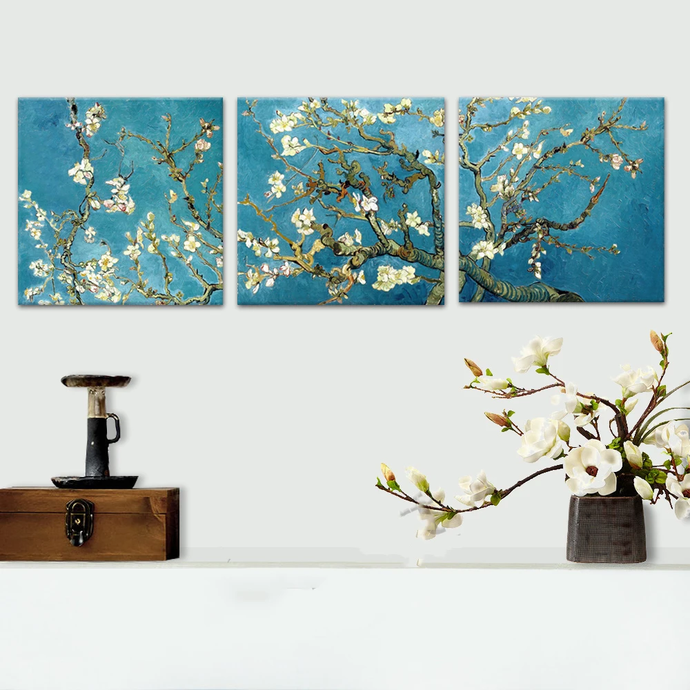 

Tranditional Chinese Plum Flower Oil Canvas Painting Conbination 3Pcs Poster and Print for Home Room Decor Wall Art Paintings