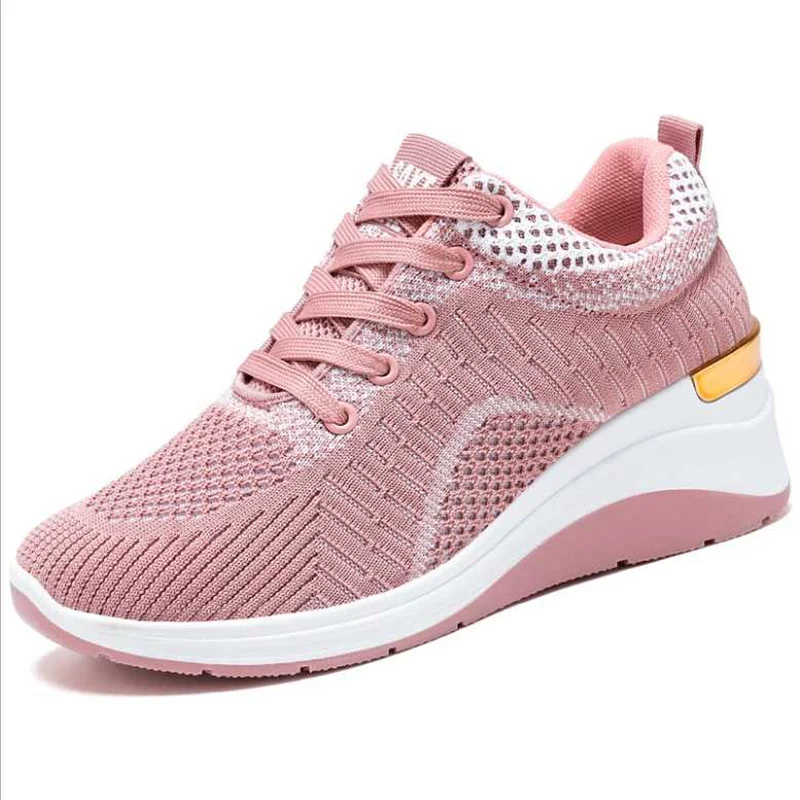 Women's Knitting Flats Lace Up Slip On Ladies Breathable Sneakers Platform Casual Comfortable Female Running Shoes Spring 2022