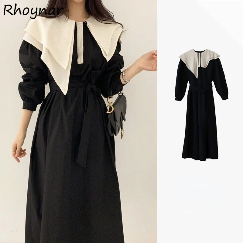 

Женское винтажное платье в стиле пэчворк, элегантное платье до середины икры с круглым воротником и длинным рукавом, романтичное праздничн...