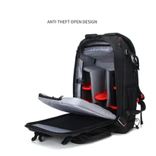 Camera Case Waterproof Shockproof Adjustable Padded Camera Backpack Bag with Anti-theft Combination Lock for DSLR