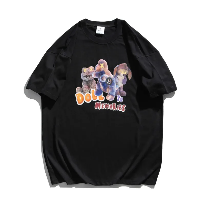 

Summer Loose T-shirt Men Couple Tshirt Male Cartoon Print Casual Short-sleeved Shirts for Women Round Collar Bottoms Shirt