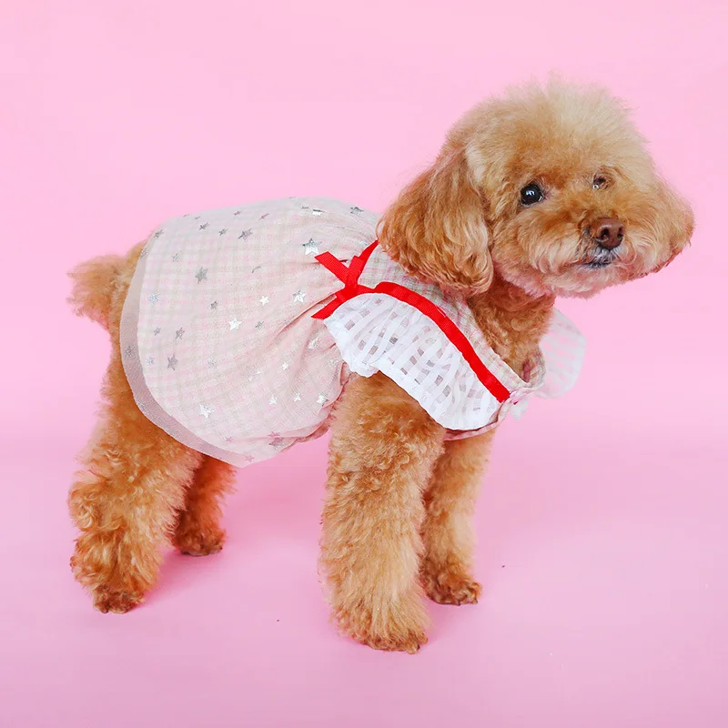 Одежда для собак в стиле кантри розовые клетчатые платья маленьких платье