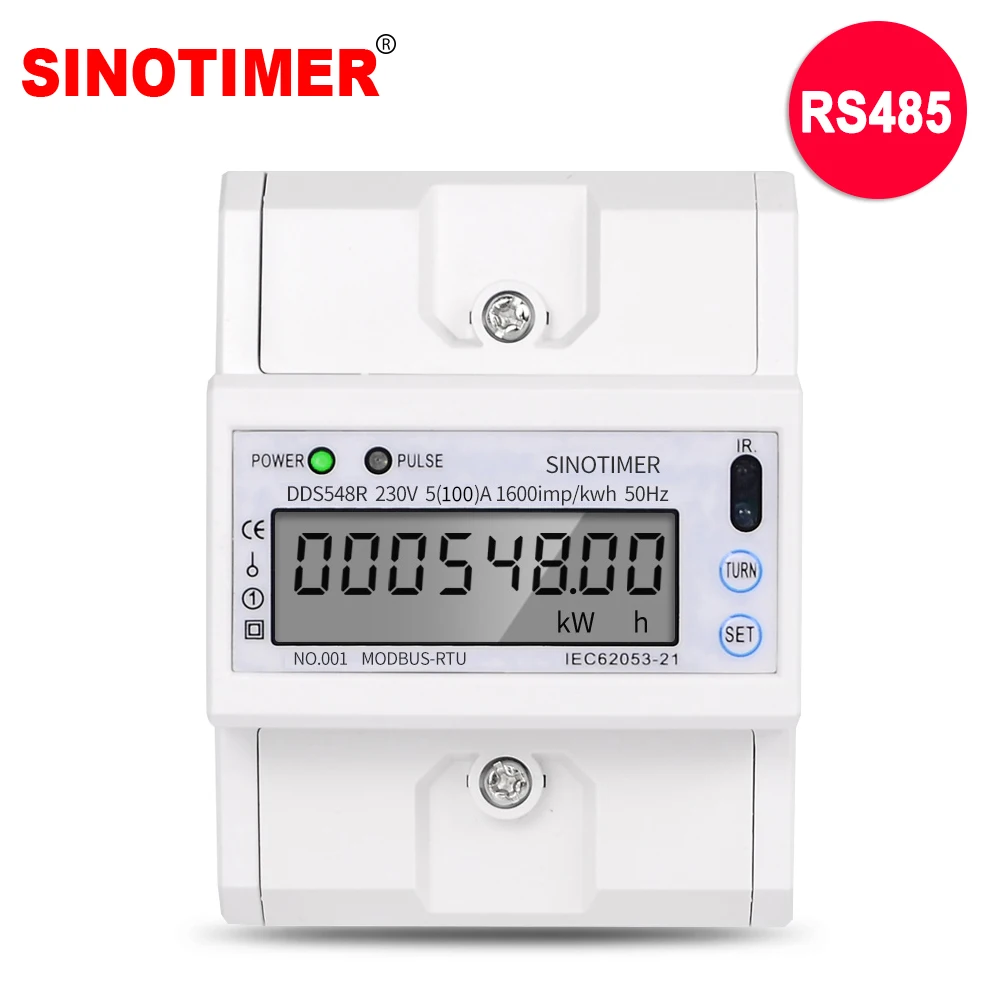 Домашний Modbus RS485 5-100A 230 В измеритель мощности переменного тока однофазный din-рейка ЖК-цифровой дисплей электронный измеритель kwh киловатт час
