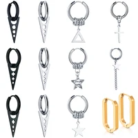 1 pcs hot sale punk jewelry bangtan boys album black love heart stainless steel hoop earrings for women men earring geometric